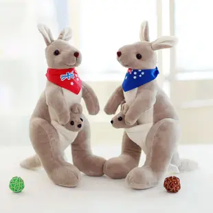 母子袋鼠娃娃 / 可愛圍巾造型袋鼠 / 袋中袋 澳洲袋鼠玩偶聖誕禮物 / 毛絨玩具 禮品填充玩具 / 國王皇后