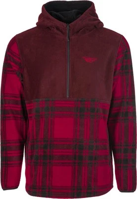 Fly Racing Half Zip Mens Pullover Hoody Red Plaid