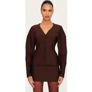 Chocolate Tailored Hook And Eye Cardigan, Chocolate