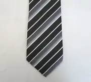 Black & White Stripe Silk Classic Woven Horse Show Rider Tie *New*