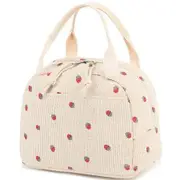 Lunch Bag for Women Men Cute Corduroy Lunch Tote Bags Reusable Insulated Lunch Box Large Capacity Reusable Insulated Cooler