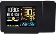 JSEIAJB Weather Station Digital Alarm Clock Time Projector Temperature Humidity Meter Alarm Desk Table Clocks