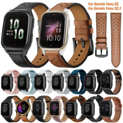 Leather Watch Band Strap For Garmin Venu 2/2 Plus/Venu Sq Music /Vivoactive 3 4