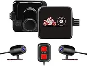 VSYSTO Motorcycle Dash Cam 1080P Dual Lens, Motorbike Front and Rear 130° Wide Angle Action Camera With WiFi Wired Control