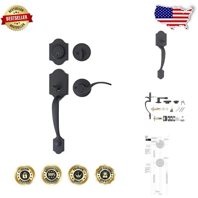 Stylish Matte Black Single Cylinder Handleset with Shelby Lever - 6-Piece Set