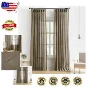 Light Filtering Pinch Pleat Drapes, Semi-Sheer Café Brown Curtains, 2 Panels