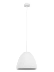 MFL by Masson Bianco 1 Light Small Dome Pendant in Ribbed White Gypsum