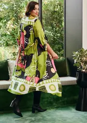 [TS] Taking Shape Revival Button Through Shirt Dress Size 12 in Print, Viscose - Plus Size Women's Clothing Print