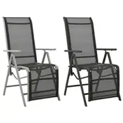 1/2x Reclining Garden Chair Textilene and Aluminium Seat Black/Silver vidaXL