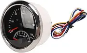 GPS Speedometer Odometer, Waterproof Short Start Time 8000 RPM 0-125 KM/H Stainless Steel GPS Speedometer Tachometer for Car Marine ATV (Black Dial Silver Bezel)