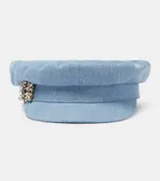 [Roger Vivier] Roger Vivier Broche Vivier denim flat cap UK 6 5/8 blue