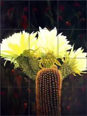 Cactus Tile Backsplash Micheline Hadjis Southwest Art Ceramic Mural MHA033
