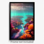 Pixel Art Poster - Dizzying Reef (8 Bit Psychedelic Trippy Video Game Print)
