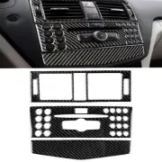 3X Carbon Fiber Console AC CD Panel Trim For Mercedes-Benz C Class W204 2007-10