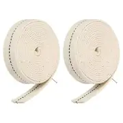 Cotton Oil Lamp Wick 18mm Flat Wide 2 Meter/6.5Ft Long with Black Stitch, 2 Roll