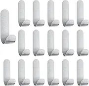 16 pcs Adhesive Hooks, Silver Command Hooks，Wall Hooks Heavy Duty 304 Stainless Steel Wall Hooks Adhesive for Hanging Jackets, Party Light Strip, Kitchenware, Keys, Bags and Hats (Silver)
