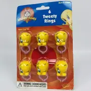 Looney Tunes 1999 Tweety Bird Rings Party Favors Goody Bag Fillers 1-Pack 6 Toy