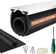 Garage Door Seals Bottom Rubber – 20FT EPDM Weatherproof Seal with Pre-Drilled Aluminum Track Retainer Kit, Fits 8-20FT Doors, Rodent Proof, Noise Reducing (1.57" Width, Black)