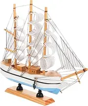 GOOHOCHY Miniature Sailing Ship Model Wooden Boat Craft Mediterranean Nautical Boat Ornament Desktop Sailboat Decor for Home Random Color