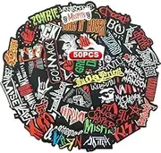 Morale Patch, 50 Pcs Mixed Patches Band Rock Music Badges Punk Embroidery Skull Patches for Jacket Jeans Backpacks Hat Assorted Style Badges Clothes Stickers DIY Applique Stripe (A)