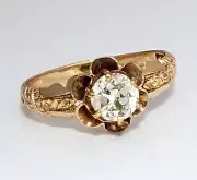 Vintage 1/2 Ct Old Europe Diamond Buttercup Solitaire Ring Rose Gold sz 4.5