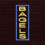 NEW "BAGELS" w/BORDER VERTICAL 30x12x1 INCH LED FLEX WINDOW INDOOR SIGN 30963