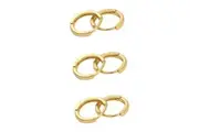 3 Pair 18k Yellow Gold Huggie Hoop Square Hinged Sleeper Earrings Non-allergenic