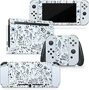 TACKY DESIGN Flowers skin Compatible with Nintendo Switch Skin, Blue Vinyl 3m Decal stickers Full cover