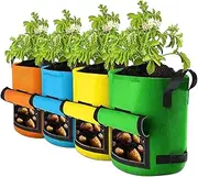 Garden Planting Bags - 4-Pieces Gallon Planting Grow Fabric Containers with Handle | Nursery Pots, Gardening Tools for Taro Tomatoes Radish Carrots Onions Garlic