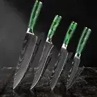 4PC Japanese Kitchen Knives Damascus Knife Set Steel Chef Cleaver Gyuto Slicing