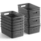 [ 12 Pack ] Plastic Storage Baskets - Small Pantry Organization and Storage B...