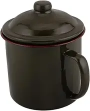 DECORNIJIA Vintage Green Enamel Mug with Lid Retro Style Camping Cup Durable Versatile for Tea Coffee and Water for Outdoor Adventures Travel