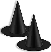 2 Pack Witch Hats Halloween Black Wizard Hat with Hanging Rope for Halloween Party Decorations