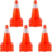 20Pack 18\" Traffic Cones, Safety Road Parking Cones PVC Base, Orange Traffic Cone with Reflective Collars, Hazard Construction Cones for Home Traffic