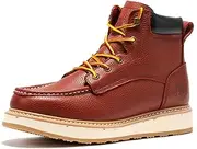 [ROCKROOSTER] Walker Work Boots for Men, 6" Soft Toe Comfortable Boots, Wedge Sole, Arch Support Anti-Fatigue Boots, Leather Insulated Safety Boots, Electric Hazard AP360
