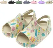[AIMINUO] Toddler Little Kids Slides Sandals Summer Slip-On Sandals Shower Beach Pool Anti-slip Slippers for Kids Girls White Sandals Toddler Water Shoes for Boys Toddler Slides