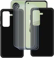 Case for Asus Zenfone 10 + 4 Pcs Tempered Glass Screen Protector, 2 X Slim Black Shock-Absorption Soft TPU Bumper Protective Phone Case Cover for Asus Zenfone 10 (5,9")