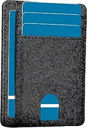 [iZiv] Slim Wallet RFID Front Pocket Wallet Minimalist Secure Thin Credit Card Holder (Black)