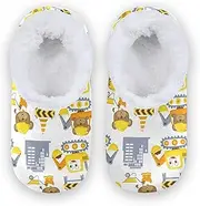 [Caihoyu] Kids Girls Boys Closed Back House Slippers Fuzzy Fleece Anti-Skid Sole Soft Warm Funny Slippers Home Indoor