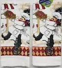 Set of 2 Same Printed Velour Kitchen Towels (15"x25") FAT CHEF WITH CHICKEN, K&C