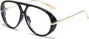 YAMEIZE Blue Light Blocking Glasses for Women and Men Round 70s Steampunk Vintage Metal Frame