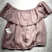 Charlotte Russe Cropped Top Shirt XL Plum Cap Open Sleeve Womens