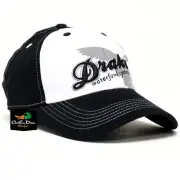 DRAKE WATERFOWL SYSTEMS STRETCH FLEX FIT WHITE FRONT HAT BALL CAP BLACK