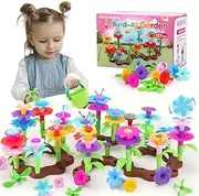 REMOKING 127 PCS Flower Garden Building Toys,Kids Toy for 3+ Year Old,Stacking Game for Toddlers,Gardening, Bath, Sandpit Outdoor Activity,DIY Arts Drafts Supplies for Kids,Toy Gifts for Girls Age 3-8