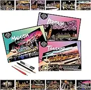 Scratch Painting Kits for Adults,Scratch Art Scratchboard,Family Creative DIY Painting Papers,12 Sheets with 4 Tools by Iskueal(Britain/Thailand/Malaysia)