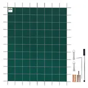 Pool Safety Cover Fits 20x40ft Rectangle Inground Safety Pool Cover Green Mesh Solid Pool Safety Cover for Swimming Pool Winter Safety Cover