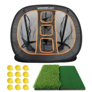 Professinoal Golf Chipping Net with Golf Hitting Mat,12 Practice Foam Balls a...