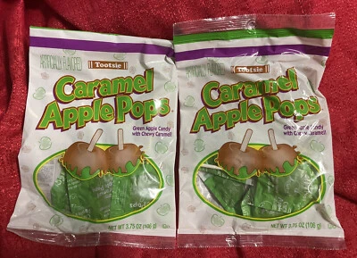 TOOTSIE Bags 3.75oz Each CARAMEL APPLE POPS Green Candy Chewy Caramel LOLLIPOPS