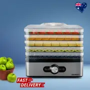 Devanti 5 Tray Food Dehydrator Stainless Steel Dryer Fruit Jerky Maker AU Stock