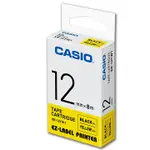 CASIO 標籤機專用色帶-12MM【共有9色】黃底黑字XR-12YW1